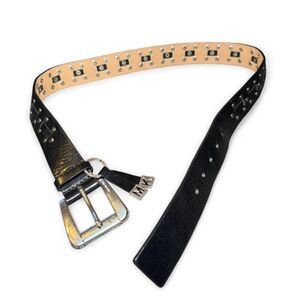 Michael Kors Women’s Black Leather Silver Studded Belt Size M Genuine Leather